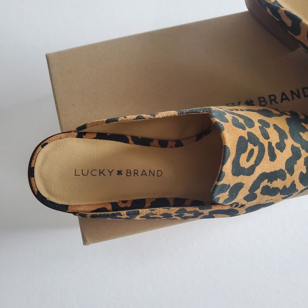 NEW Lucky Brand Women’s Mules 7 Leopard Print Margrete Block Heel Slip On Shoes - Picture 6 of 10